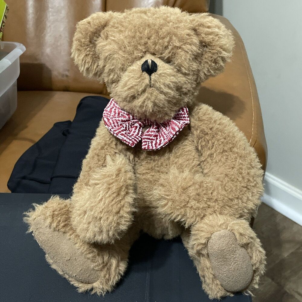 Artist Signed Mohair Teddy Bear With Bowtie by Bonnie Foster 1993 Jointed